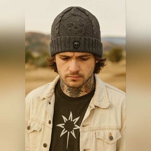 Unisex Men Women Skull Knitted Beanie Hats Cap, Winter Toboggan Hat OSFA Grey Sl - Picture 1 of 4